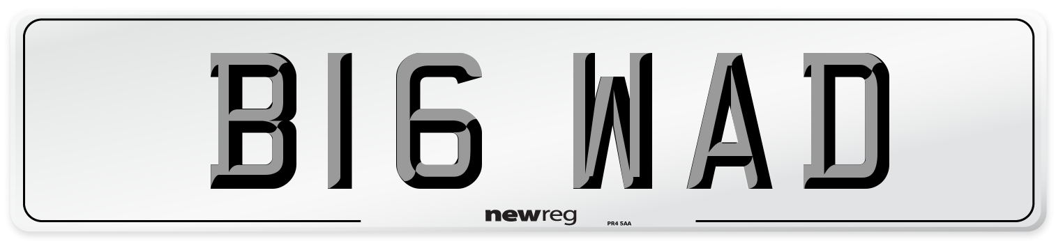 B16 WAD Number Plate from New Reg